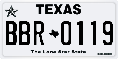 TX license plate BBR0119
