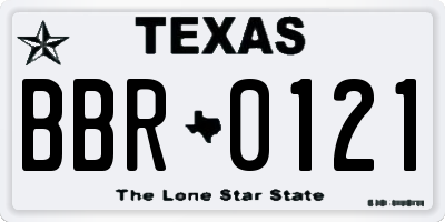 TX license plate BBR0121