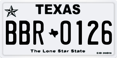 TX license plate BBR0126