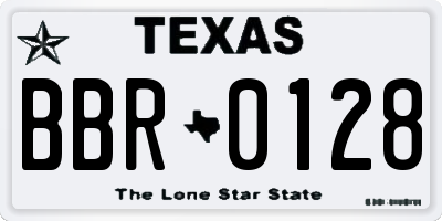 TX license plate BBR0128