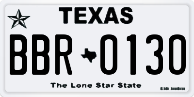 TX license plate BBR0130