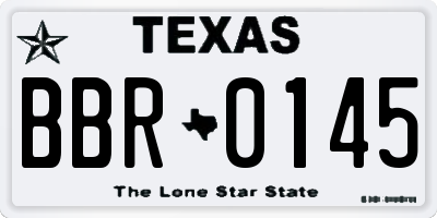 TX license plate BBR0145