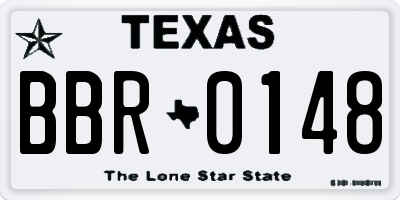 TX license plate BBR0148