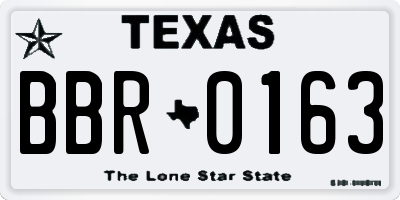 TX license plate BBR0163