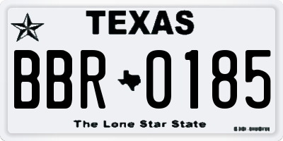TX license plate BBR0185
