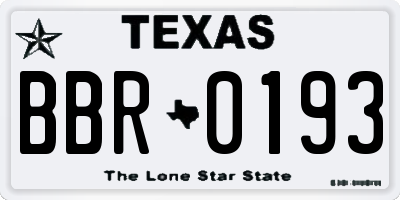 TX license plate BBR0193