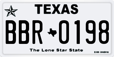 TX license plate BBR0198