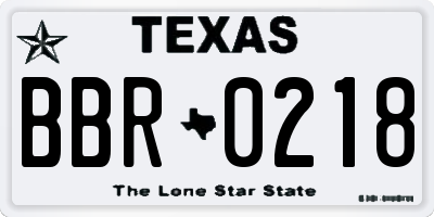 TX license plate BBR0218