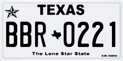 TX license plate BBR0221