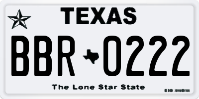 TX license plate BBR0222