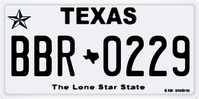 TX license plate BBR0229