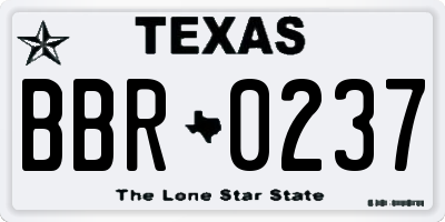 TX license plate BBR0237