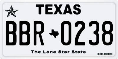 TX license plate BBR0238