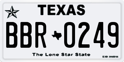 TX license plate BBR0249