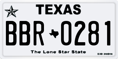 TX license plate BBR0281