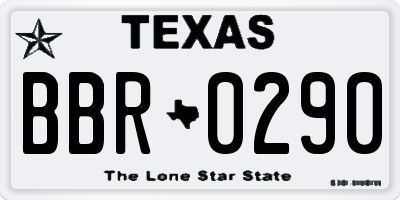 TX license plate BBR0290