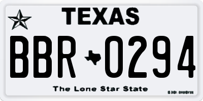 TX license plate BBR0294