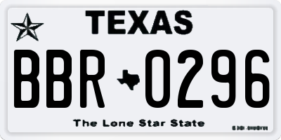 TX license plate BBR0296
