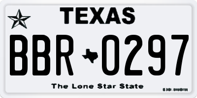 TX license plate BBR0297