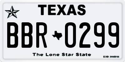TX license plate BBR0299