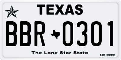 TX license plate BBR0301