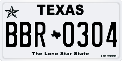 TX license plate BBR0304