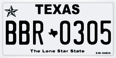 TX license plate BBR0305