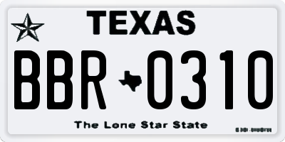 TX license plate BBR0310