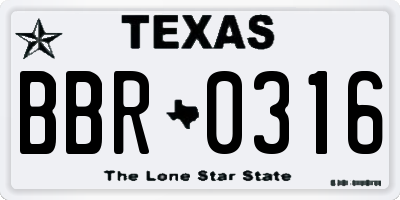 TX license plate BBR0316