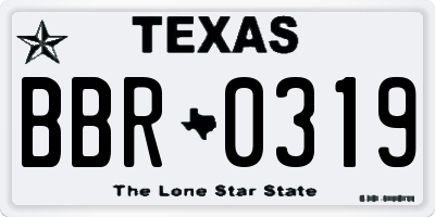 TX license plate BBR0319