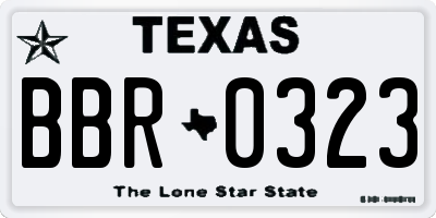 TX license plate BBR0323