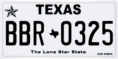 TX license plate BBR0325