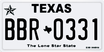 TX license plate BBR0331