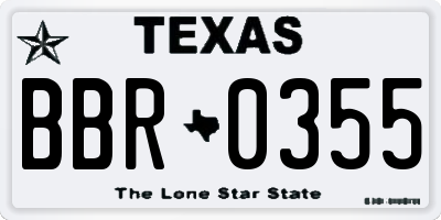 TX license plate BBR0355