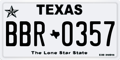 TX license plate BBR0357