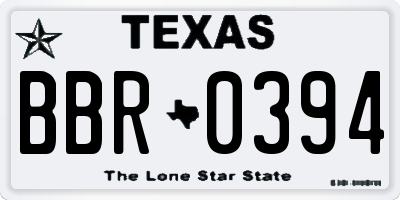 TX license plate BBR0394
