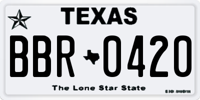 TX license plate BBR0420