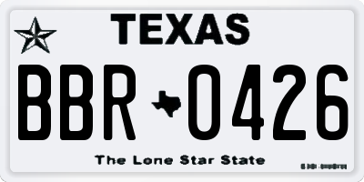 TX license plate BBR0426