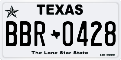 TX license plate BBR0428