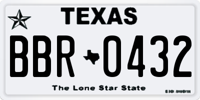 TX license plate BBR0432