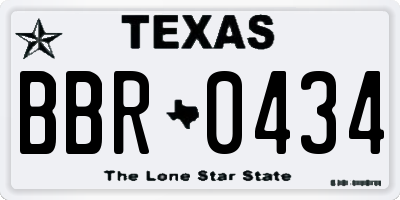 TX license plate BBR0434