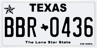 TX license plate BBR0436