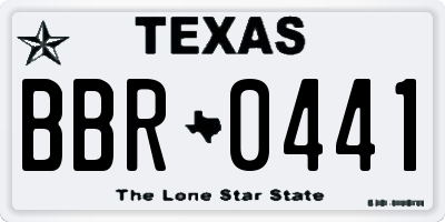 TX license plate BBR0441