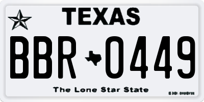 TX license plate BBR0449