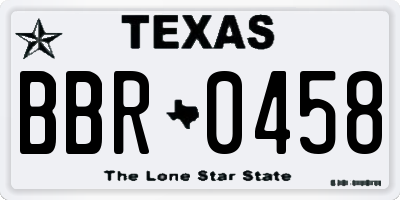 TX license plate BBR0458