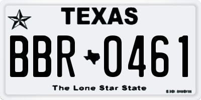 TX license plate BBR0461