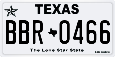 TX license plate BBR0466
