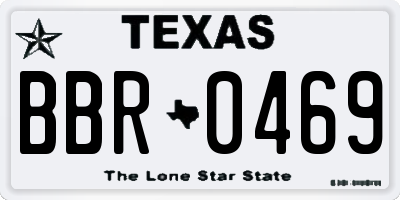 TX license plate BBR0469