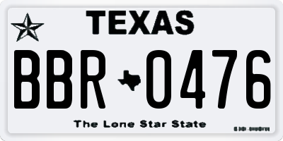 TX license plate BBR0476
