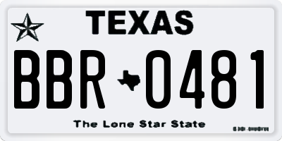 TX license plate BBR0481